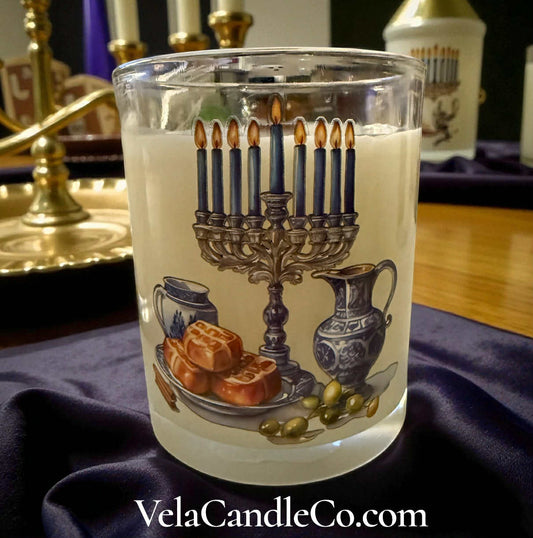 The Menorah and Wine Candle